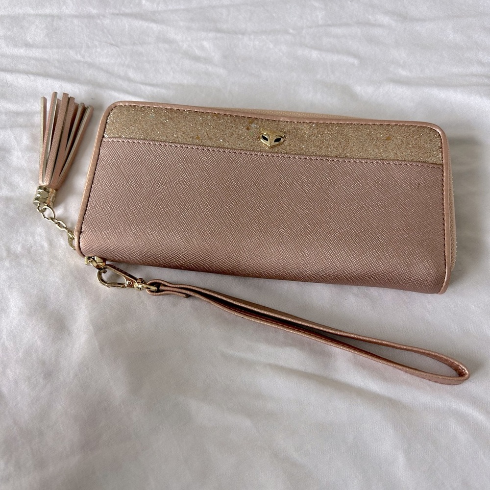 Leather Foxer Wallet Clutch Pink And Sparkly